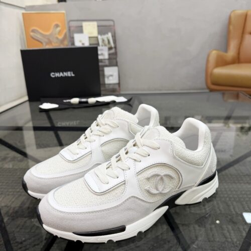 Chanel White & Grey Chunky Sneaker with Interlocking CC Logo
