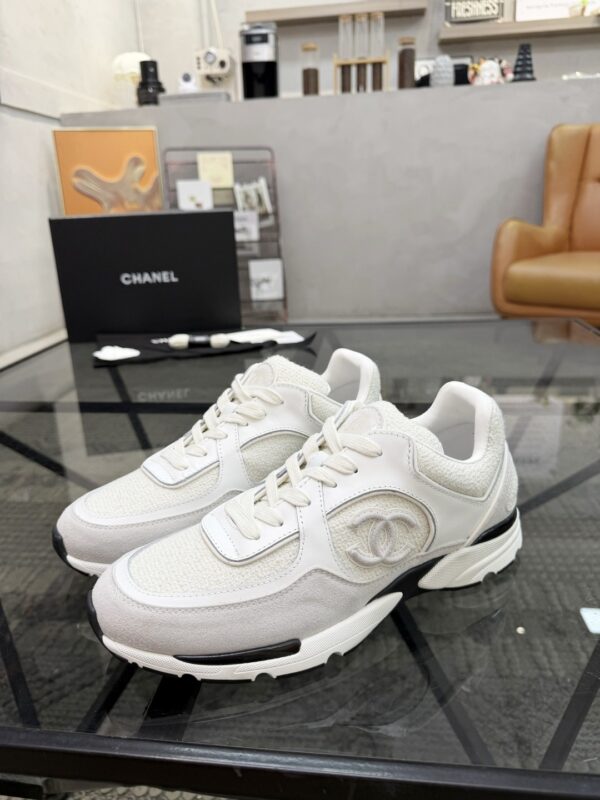 Chanel White & Grey Chunky Sneaker with Interlocking CC Logo