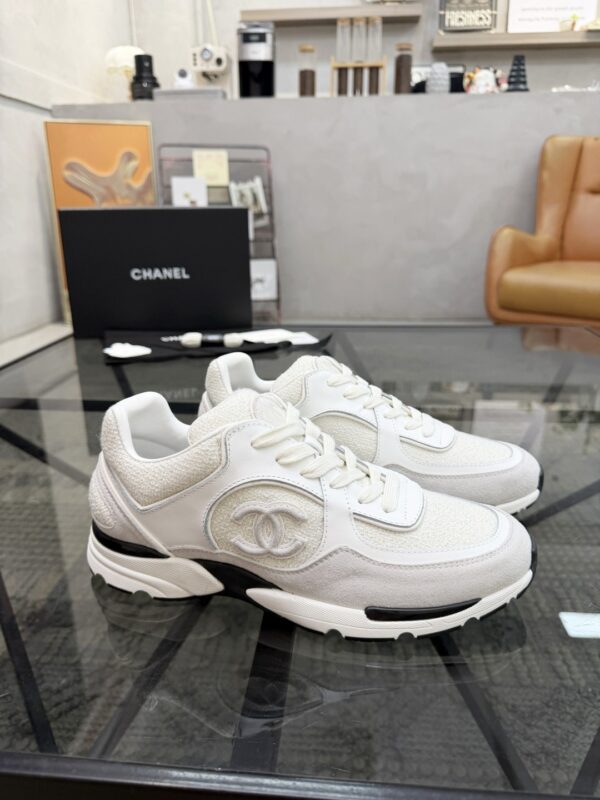 Chanel White & Grey Chunky Sneaker with Interlocking CC Logo