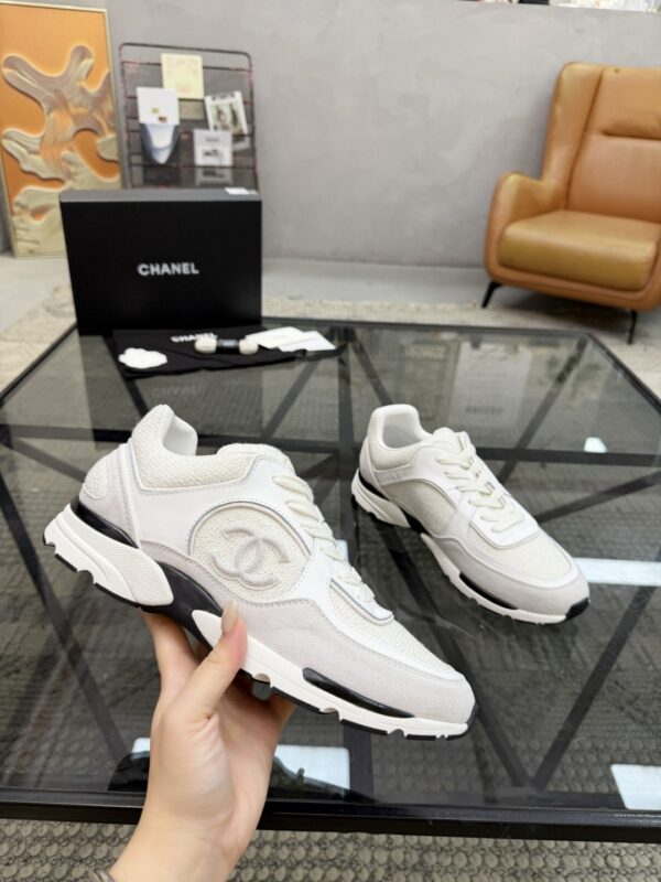 Chanel White & Grey Chunky Sneaker with Interlocking CC Logo