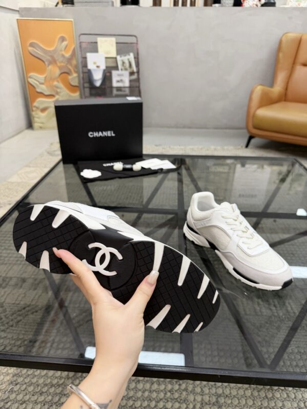 Chanel White & Grey Chunky Sneaker with Interlocking CC Logo