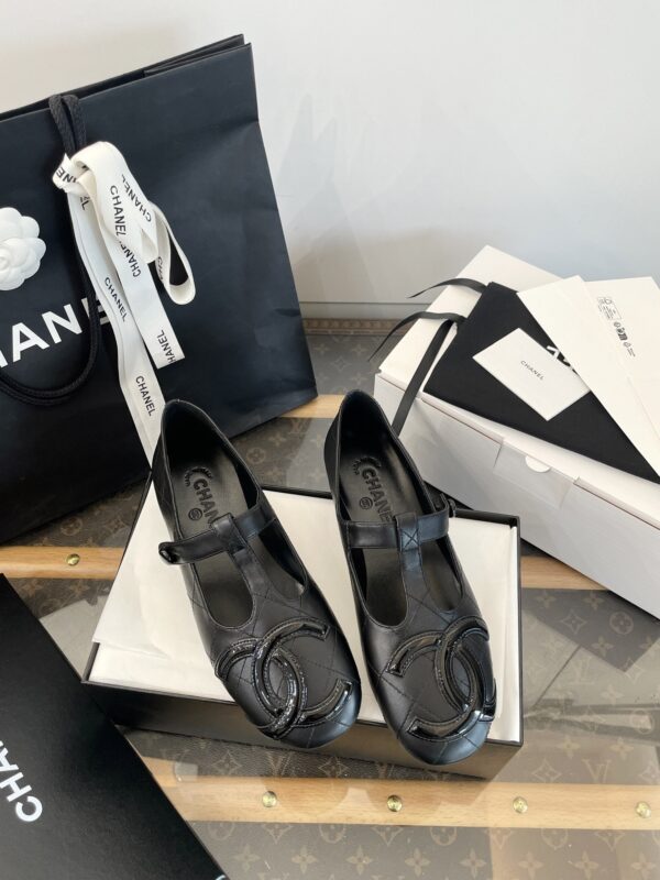 Chanel Black Quilted Leather Mary Jane Flat with Patent CC Logo