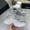 Chanel Silver Metallic Chunky Sneaker with Mesh and CC Logo