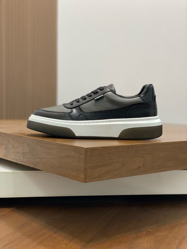 Prada Black-Grey Pebble-Leather Low-Top Sneaker