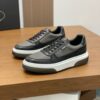 Prada Black-Grey Pebble-Leather Low-Top Sneaker