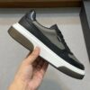 Prada Black-Grey Pebble-Leather Low-Top Sneaker