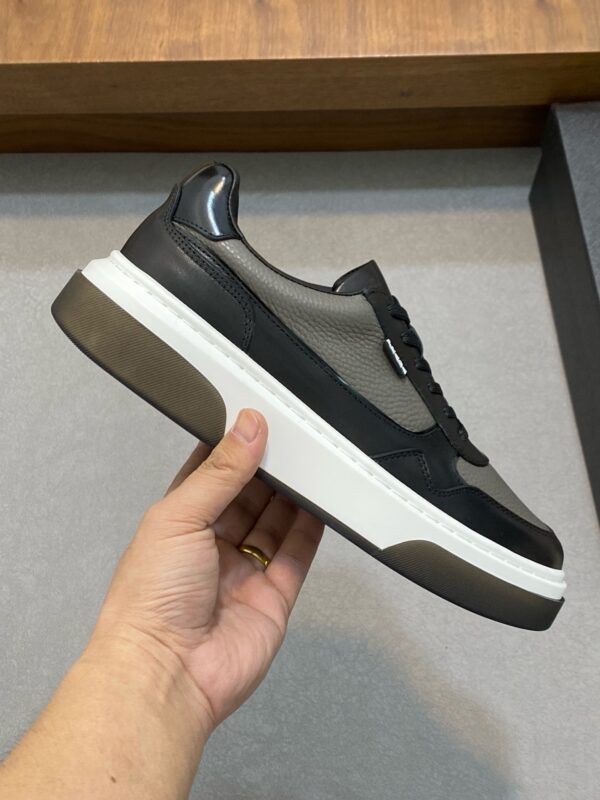 Prada Black-Grey Pebble-Leather Low-Top Sneaker