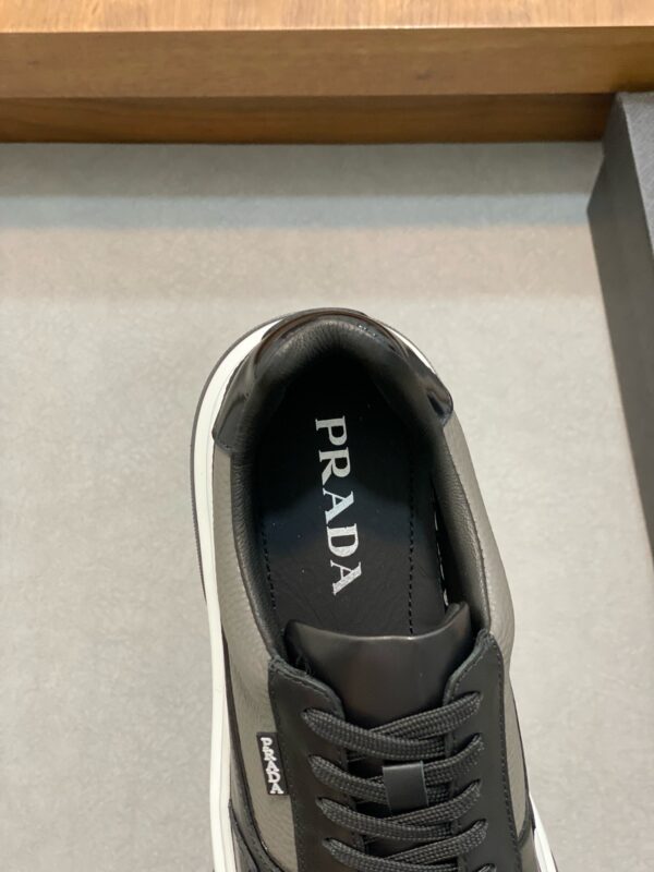 Prada Black-Grey Pebble-Leather Low-Top Sneaker