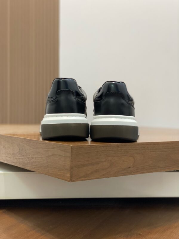 Prada Black-Grey Pebble-Leather Low-Top Sneaker