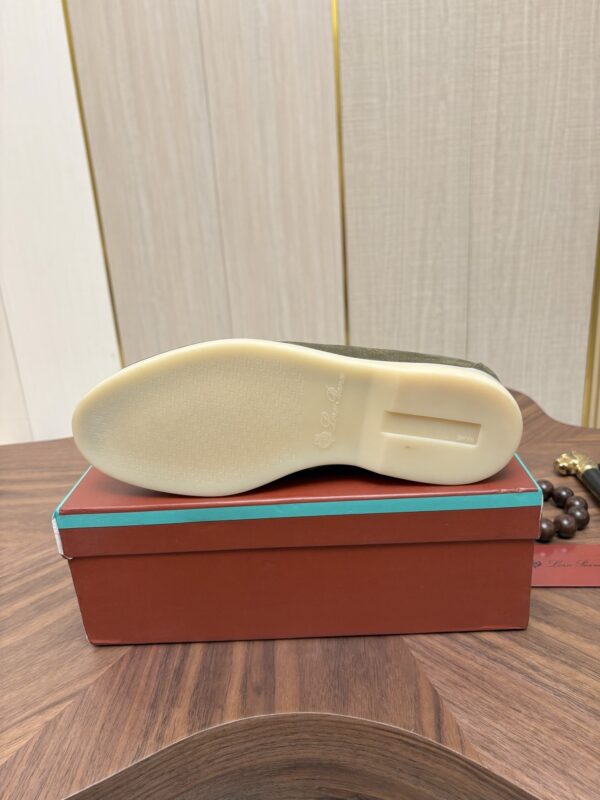 Loro Piana Sage Green Suede Metal-Buckle Loafers