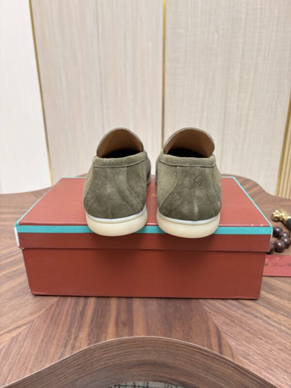 Loro Piana Sage Green Suede Metal-Buckle Loafers