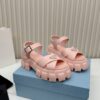 Prada Light Pink Triangle Logo Gear Platform Sandal
