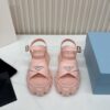 Prada Light Pink Triangle Logo Gear Platform Sandal