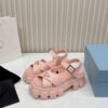 Prada Light Pink Triangle Logo Gear Platform Sandal