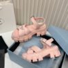 Prada Light Pink Triangle Logo Gear Platform Sandal