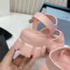 Prada Light Pink Triangle Logo Gear Platform Sandal