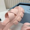 Prada Light Pink Triangle Logo Gear Platform Sandal