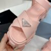 Prada Light Pink Triangle Logo Gear Platform Sandal