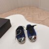 Prada Navy Nylon Silver Toe Mule Sneaker