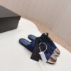 Prada Navy Nylon Silver Toe Mule Sneaker