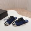 Prada Navy Nylon Silver Toe Mule Sneaker