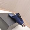 Prada Navy Nylon Silver Toe Mule Sneaker