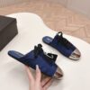 Prada Navy Nylon Silver Toe Mule Sneaker