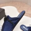 Prada Navy Nylon Silver Toe Mule Sneaker