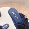 Prada Navy Nylon Silver Toe Mule Sneaker