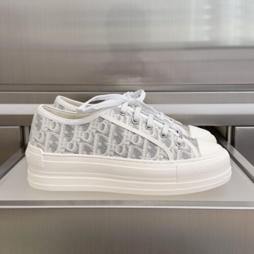 Dior Grey Oblique Jacquard Platform Low-Top Sneaker