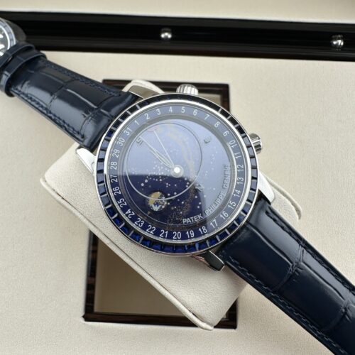 sy_no_EB5B7CD66093CE2A7F493B4EA6B4F0D2_0 Patek Philippe Super Complex Function Timepiece Series Automatic Mechanical Movement Blue Dial Platinum Case Crocodile Leather Strap