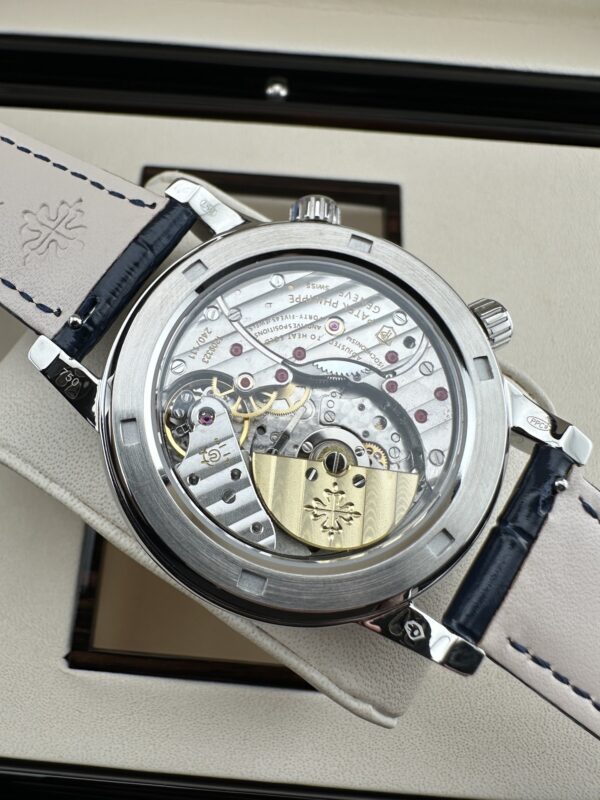 sy_no_EB5B7CD66093CE2A7F493B4EA6B4F0D2_6 Patek Philippe Super Complex Function Timepiece Series Automatic Mechanical Movement Blue Dial Platinum Case Crocodile Leather Strap