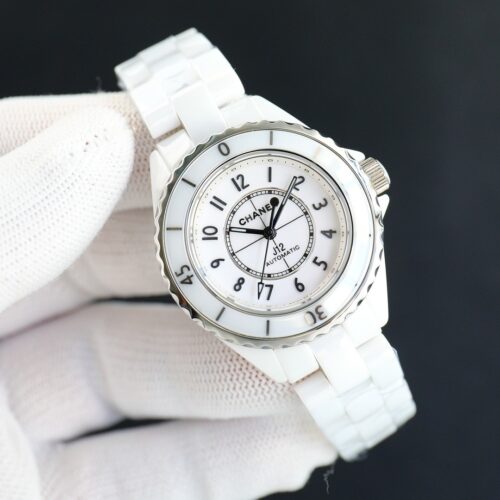 sy_no_EBB3682E37E78CC835875AA004308B12_0 CHANEL J12 watch with automatic mechanical movement, ceramic strap, white dial
