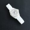 CHANEL J12 watch with automatic mechanical movement, ceramic strap, white dial