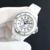 CHANEL J12 watch with automatic mechanical movement, ceramic strap, white dial