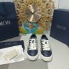 Dior Navy Leather White Oblique Embroidery Low-Top Sneaker