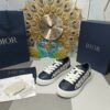 Dior Navy Leather White Oblique Embroidery Low-Top Sneaker