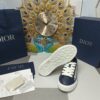 Dior Navy Leather White Oblique Embroidery Low-Top Sneaker