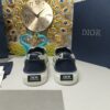 Dior Navy Leather White Oblique Embroidery Low-Top Sneaker