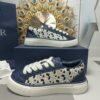 Dior Navy Leather White Oblique Embroidery Low-Top Sneaker