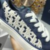 Dior Navy Leather White Oblique Embroidery Low-Top Sneaker