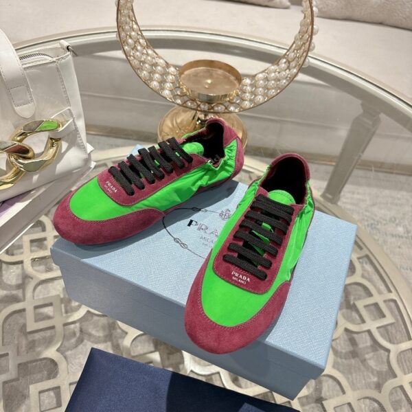 sy_no_EE1ACAC5724B2AC5C42672C2E8EDB32F_6 Prada Red and Green Nylon Suede Retro Trainer