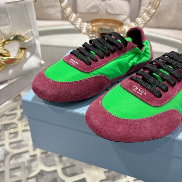 sy_no_EE1ACAC5724B2AC5C42672C2E8EDB32F_7 Prada Red and Green Nylon Suede Retro Trainer