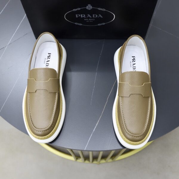 Prada Khaki Grain-Leather Chunky Loafer