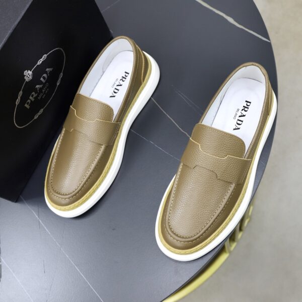 Prada Khaki Grain-Leather Chunky Loafer