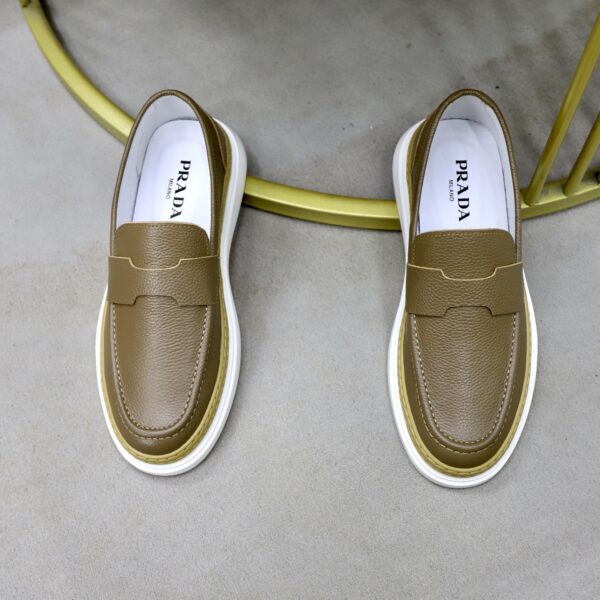 Prada Khaki Grain-Leather Chunky Loafer