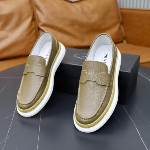Prada Khaki Grain-Leather Chunky Loafer