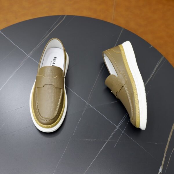 Prada Khaki Grain-Leather Chunky Loafer