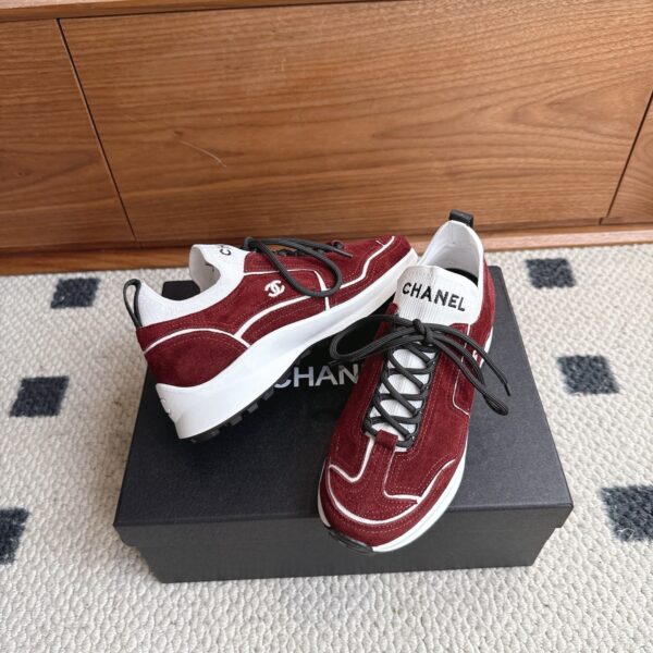 sy_no_EFBF9FAA0B333A60E28FFC5730165DA0_3 Chanel Suede & Knit Collar Platform Trainer Burgundy-White-Knit