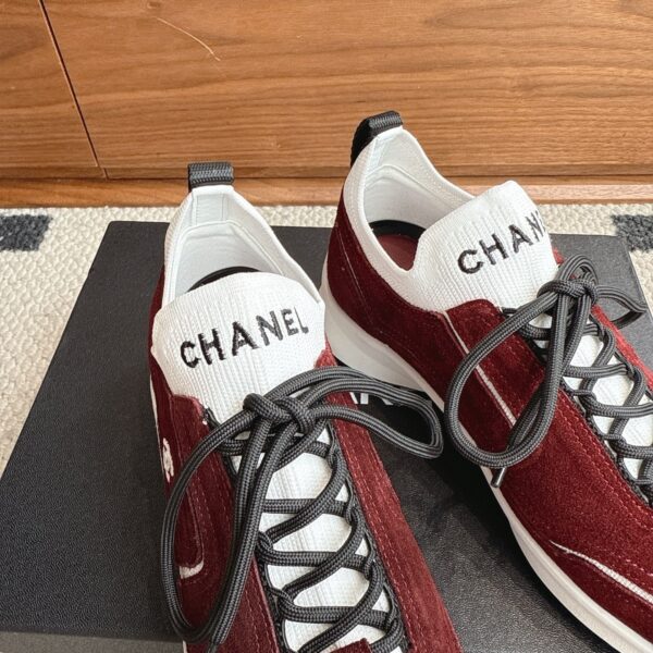 sy_no_EFBF9FAA0B333A60E28FFC5730165DA0_5 Chanel Suede & Knit Collar Platform Trainer Burgundy-White-Knit